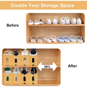 Bamboo <b>Shoe</b> <b>Storage</b> <b>Rack</b> Adjustable For High Heels And <b>Shoes</b> Home Organization - Product Image 2