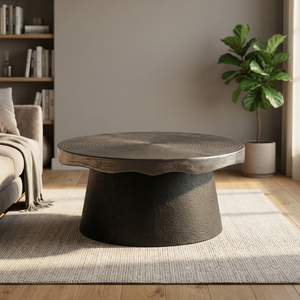 Compre Ahora Mesa de Centro Redonda Moderna con Diseño en Espiral, Muebles Minimalistas Hechos a Mano para Sala de Estar, Acabado Negro - Product Image 2