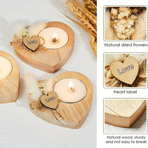 Wanuocraft Bougeoirs en <span class=keywords><strong>bois</strong></span> en forme de coeur de style rustique pour les fêtes de mariage de Noël Anniversaires Baby Showers - Product Image 2