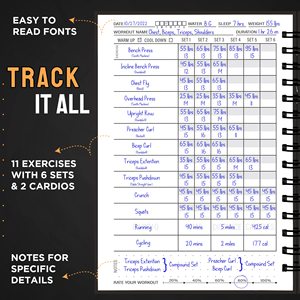 Diario di Fitness Personalizzato con Copertina Rigida, Agenda per Allenamenti per Uomini e <span class=keywords><strong>Donne</strong></span>, <span class=keywords><strong>Libro</strong></span> A5 Robusto per Registrare i Workout in Palestra e a Casa - Product Image 3