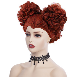 Queen Winifred Halloween Carnival peluca <span class=keywords><strong>mujer</strong></span> corto rizado rojo en forma <span class=keywords><strong>de</strong></span> <span class=keywords><strong>corazones</strong></span> peluca <span class=keywords><strong>para</strong></span> TV y película Cosplay peluca extraña - Product Image 3