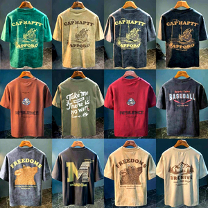 T-shirt da uomo a maniche corte con stampa di design di alta gamma in stile americano, nuova maglietta casual a vestibilità ampia. - Product Image 3