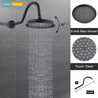 Ensemble de robinet de douche à effet pluie de 9 pouces en bronze huilé antique Vintage Handheld Spray Inverseur à 3 voies Valve en laiton Bain Douche