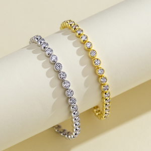 Pulsera MSR-682 de Plata 925 con Baño de Oro de 18K, Corte Brillante Redondo, Clásica para Uso Diario, con Diamantes Cultivados en Laboratorio - Product Image 3