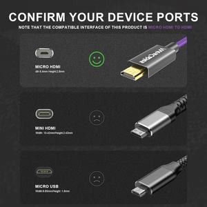 Cables Alvin 8K 2.1 Micro para Cable Enrollado de Alta Velocidad <span class=keywords><strong>Atomos</strong></span> <span class=keywords><strong>Ninja</strong></span> V 8K-60Hz 4K-60Hz Trenzado Morado - Product Image 6
