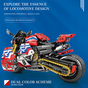 Reobrix 99042, Bloques de Construcción de Motocicleta Muscle Streetfighter con Llantas Anchas, Modelo de Motocicleta para Armar, <span class=keywords><strong>Juguete</strong></span> para Niños - Product Image 2