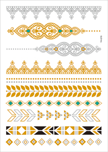 Cosmétique personnalisé Standard Imperméable À La Mode Glamour Femme Nue Body Art Métallique <span class=keywords><strong>Mandala</strong></span> Or Flash <span class=keywords><strong>Tatouage</strong></span> Au Henné - Product Image 3