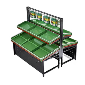 Scaffale di progettazione del banco di mostra della frutta <span class=keywords><strong>e</strong></span> della verdura su entrambi i lati del negozio del supermercato su misura - Product Image 5