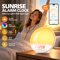 Sonnenaufgang-Wecker Modern Einfach DC-Betrieben Touch-Steuerung Dimmbare Nachttischlampe Schlafzimmer Heimdekoration Geschenk