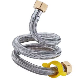 Stainless Steel Braided Inlet Hose 1/2 In Flexible For Hot Cold Water Toilets Water Heaters High Pressure Resistant - Product Image 1