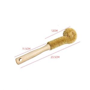Natural Wooden Long Handle Coconut Fibre Hangable <b>Brush</b> Kitchen Multifunction <b>Bottle</b> Cleaning <b>Brush</b> - Product Image 2