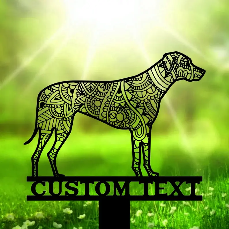 Disesuaikan dekorasi taman Rhodesian Backdog halaman seni anjing hadiah anjing dekorasi luar ruangan hitam peringatan tiang Taman