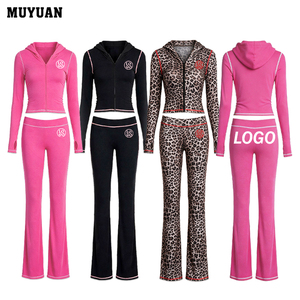 <span class=keywords><strong>Ensemble</strong></span> décontracté de voyage deux pièces pour <span class=keywords><strong>femme</strong></span>, veste zippée à capuche coupe slim minimaliste et pantalon large, avec logo personnalisé, haute qualité - Product Image 1