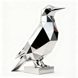 ประติมากรรมนกทรงเรขาคณิตสแตนเลสสมัยใหม่ ศิลปะร่วมสมัยสำหรับตกแต่งบ้าน สวน และผนัง ออกแบบได้ตามต้องการ - Product Image 1