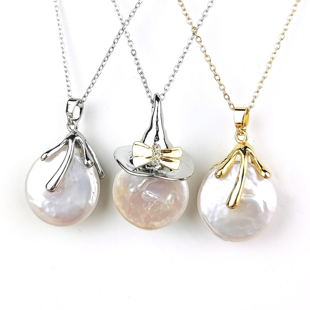Witch Hat Branch Charms Necklace - Fine Jewelry Coin Pearl