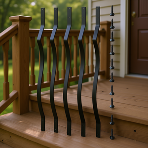 Barandillas de aluminio para terraza, 32,25 pulgadas, 51 piezas con tornillos para escaleras exteriores, barandillas de porche, diseño contemporáneo - Product Image 2