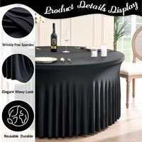 Nappe ronde noire avec jupe en spandex pour la décoration de mariage, de fête ou d'événement