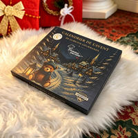 Calendario de Adviento con Carpetas Personalizadas Impresas y Grabadas en Relieve, Estilo Libro, 24 Puertas Precortadas, Materiales Reciclados, Sorpresas Navideñas
