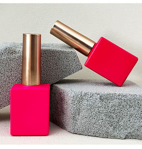 Flacon en verre et couvercle en plastique doré de 10ml, 12ml, 15ml, flacon de vernis à ongles en gel uv de couleur rose - Product Image 2