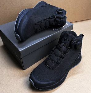 DFS0209 Chaussures de sport montagne et course pour hommes, modèle mode, noires, à fermeture rapide, coupe mi-haute, pour l'hiver - Product Image 2