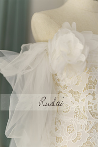 Ruolai QW01651 <span class=keywords><strong>droite</strong></span> à travers le décolleté à lacets dos Tulle Watteau Train hors épaule chapelle Train <span class=keywords><strong>dentelle</strong></span> <span class=keywords><strong>robe</strong></span> <span class=keywords><strong>de</strong></span> <span class=keywords><strong>mariée</strong></span> <span class=keywords><strong>de</strong></span> <span class=keywords><strong>mariée</strong></span> - Product Image 5