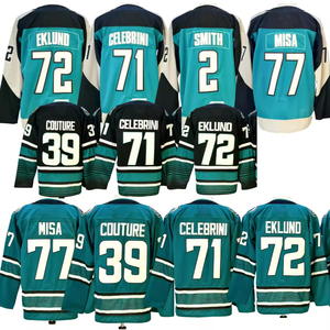 Herren San Jose 71 Macklin Celebrini 9 Logan Couture Großhandel Top-Qualität US-Amerika Genähte Sport-Eishockey-Trikots - Product Image 1