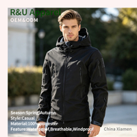 Veste de course imperméable de luxe unisexe en toile longue à col montant, douce et résistante aux intempéries, bleue, pour sports de plein air