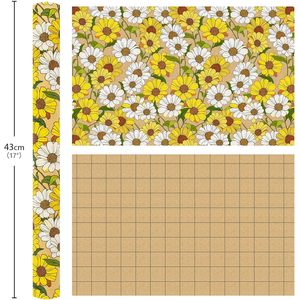 Kraft Floral Gift Wrapping <b>Paper</b> Roll Yellow Daisy 23.4 Square Feet Craft <b>Paper</b> Wedding Anniversary Birthday Easter - Product Image 4