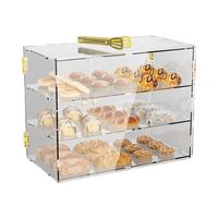 Vitrine de pâtisserie pour comptoir commercial, grande boîte de rangement en acrylique à 3 niveaux pour boulangerie avec porte d'entrée pour dessert