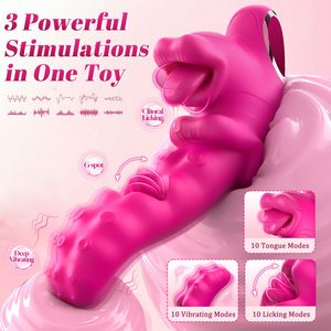 Vibrador LOVE.3 en 1 para parejas, juguete sexual Tuaieu con estimulación del punto G y lengua con 10 modos de lamido y vibración para mujeres en fiestas orgásmicas y sexo diario. - Product Image 4