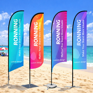 Kit de Bandera de Playa con Mástil y Estaca para Suelo, Sistema de Exhibición de Pancartas para Exteriores, para Instalación en Arena o Césped, Letrero Publicitario - Product Image 1