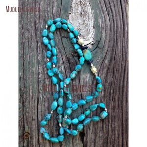 NM20616 <strong>Boho</strong> Hand Knotted Turquoise Nugget <strong>Necklace</strong> Layering Stone <strong>NECKLACE</strong> Lapis Beads <strong>Necklace</strong> - Product Image 4