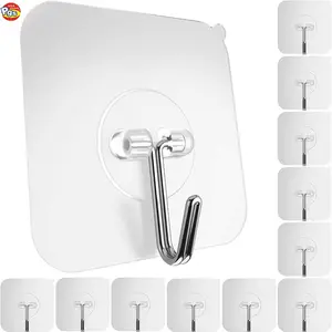 Thần đồng trong suốt liền mạch treo tường tự dính cao su móc chống thấm nước và oilproof nhựa móc đường sắt cho đồ lặt vặt - Product Image 1