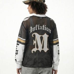 Wholesale High Quality <b>Skull</b> DTG Print Casual Streetwear Two Pieces Long Sleeve <b>Tshirts</b> for Men - Product Image 3