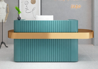 Bureau de réception moderne en MDF rose personnalisable avec lumière LED Comptoir caisse durable et élégant pour bureau, salon de beauté ou hôtel