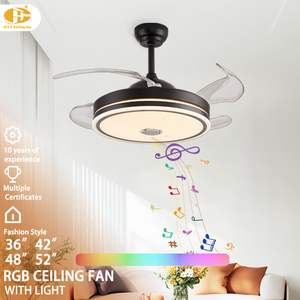 Hiện đại RGB LED Acrylic quạt trần ánh sáng điều khiển từ xa giá rẻ vô hình 220V AC cho nhà ăn phòng ngủ cho nhà hàng sử dụng - Product Image 1
