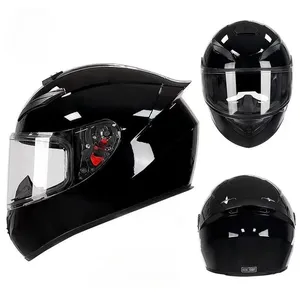 Membeli fashion online murah kualitas terbaik flip up helm untuk pria sepeda motor semua hitam