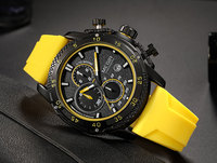 Montre de luxe pour homme Megir 2211 avec bracelet en silicone, mouvement à quartz, aiguilles lumineuses, chronographe, étanche, montre de sport