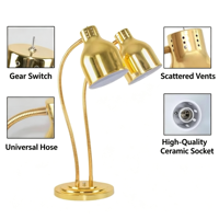 Lampe chauffante alimentaire en acier inoxydable 275W, chauffe-plat de buffet à tête simple ou double pour hôtels, restaurants et traiteurs