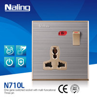 Prise murale 1 interrupteur + 13A MF 3 broches en acier inoxydable, panneau champagne, norme Bangladesh, Pakistan, Royaume-Uni, vente chaude, pour appareils électroménagers