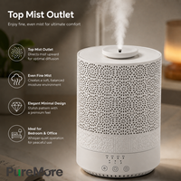 Humidificateur d'air à remplissage par le haut, brume fraîche, coque élégante ajourée, facile à nettoyer, conception détachable pour chambre, bureau, maison