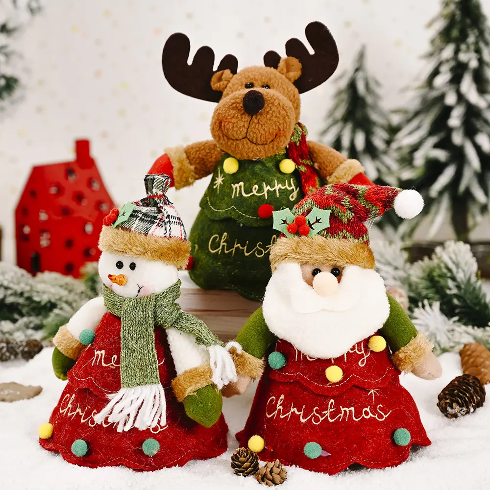 Santa Snowman Deer Shaped Doll Weihnachts geschenkt üte Weihnachts dekorationen Cartoon Doll Zipper Apple Geschenkt üte