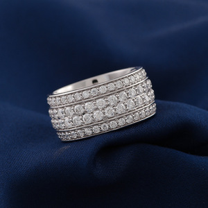 Bague Éternité Scintillante pour Homme en Or 10K, Style Hip Hop, Sertie de Moissanite VVS (certifiée GRA), 5 Rangs, Testée au Diamant - Product Image 1