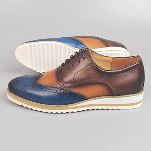 Chaussures habillées en cuir véritable pour hommes, style Oxford, bout rond, couleurs mélangées, semelle en caoutchouc respirante, pour le bureau et les occasions professionnelles, toutes saisons, à lacets - Product Image 3