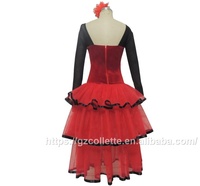 Robe de danse pour filles robe de scène tutu de danse variation espagnole jupe en dentelle gâteau à trois couches robe de longueur cheville de danse de ballet