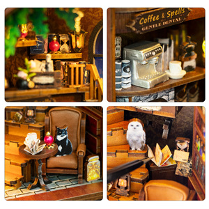 Miniatura de Cafetería Mágica para Manualidades, <span class=keywords><strong>Casa</strong></span> de Madera en Miniatura Hecha a Mano, Decoración Creativa para Escritorio, Regalo, 32x21x4.5cm - Product Image 3