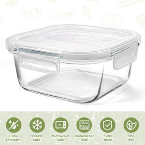 New Design BPA-Free Glass Storage Container Box <b>Set</b> with Glass Lid Kitchen Glass Baking Tray Oven Heating - Product Image 2