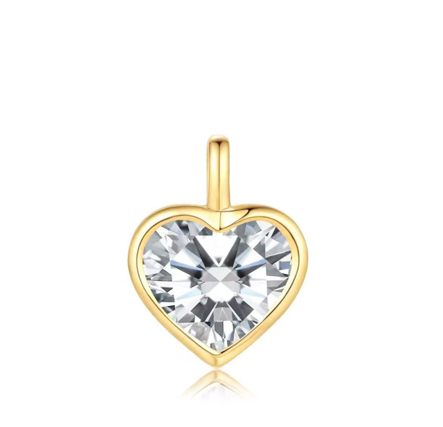 Paxima Jewelry Classic Sweet 18K Gold 1.1ct Heart-Cut Lab-Grown Diamond Women's Necklace Pendant