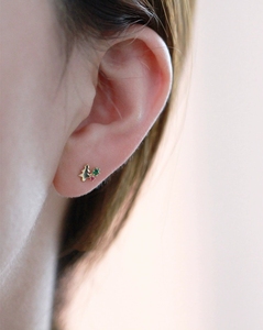 <span class=keywords><strong>E1001</strong></span> Pendientes de Plata S925 con Baño de Oro de 14K y Circonita Corte Princesa para Mujer, Diseño Árbol de Navidad, Lindos y Delicados - Product Image 3