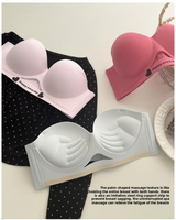 Soutien-gorge sans bretelles pour femme, bonnet épaissi 6 cm, push-up, sans couture, respirant, antidérapant, sans armatures, fermeture dorsale, uni, 32-38AB, 6 couleurs